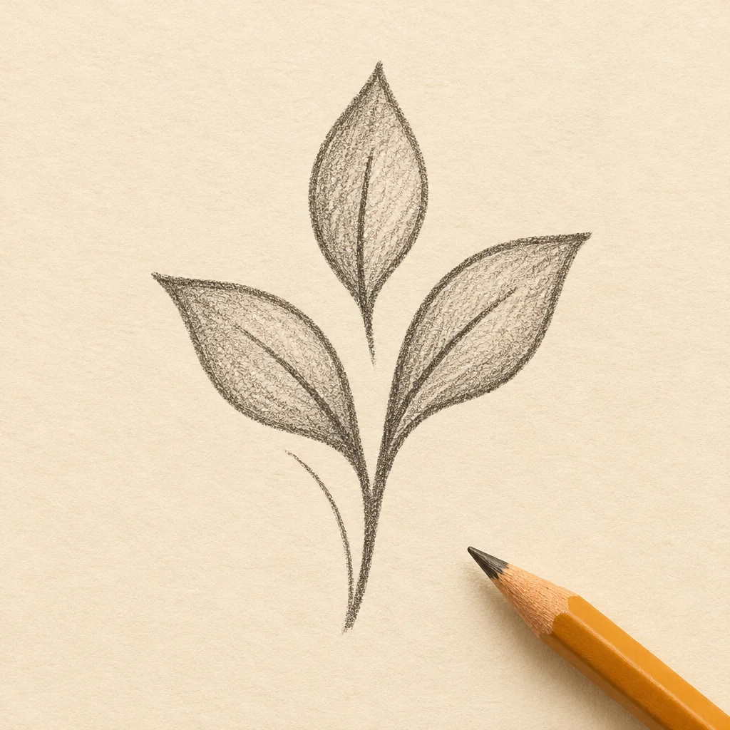 A simple pencil drawing showing an extra line and a new line that integrates it into the overall shape.