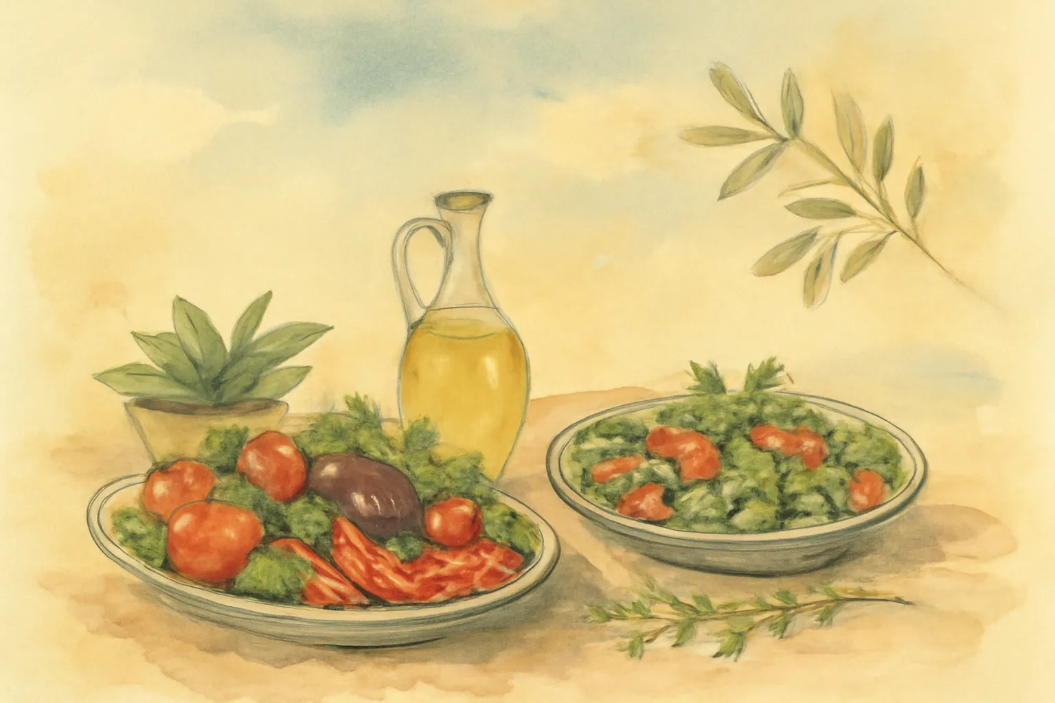 Illustration for A Book of Mediterranean Food