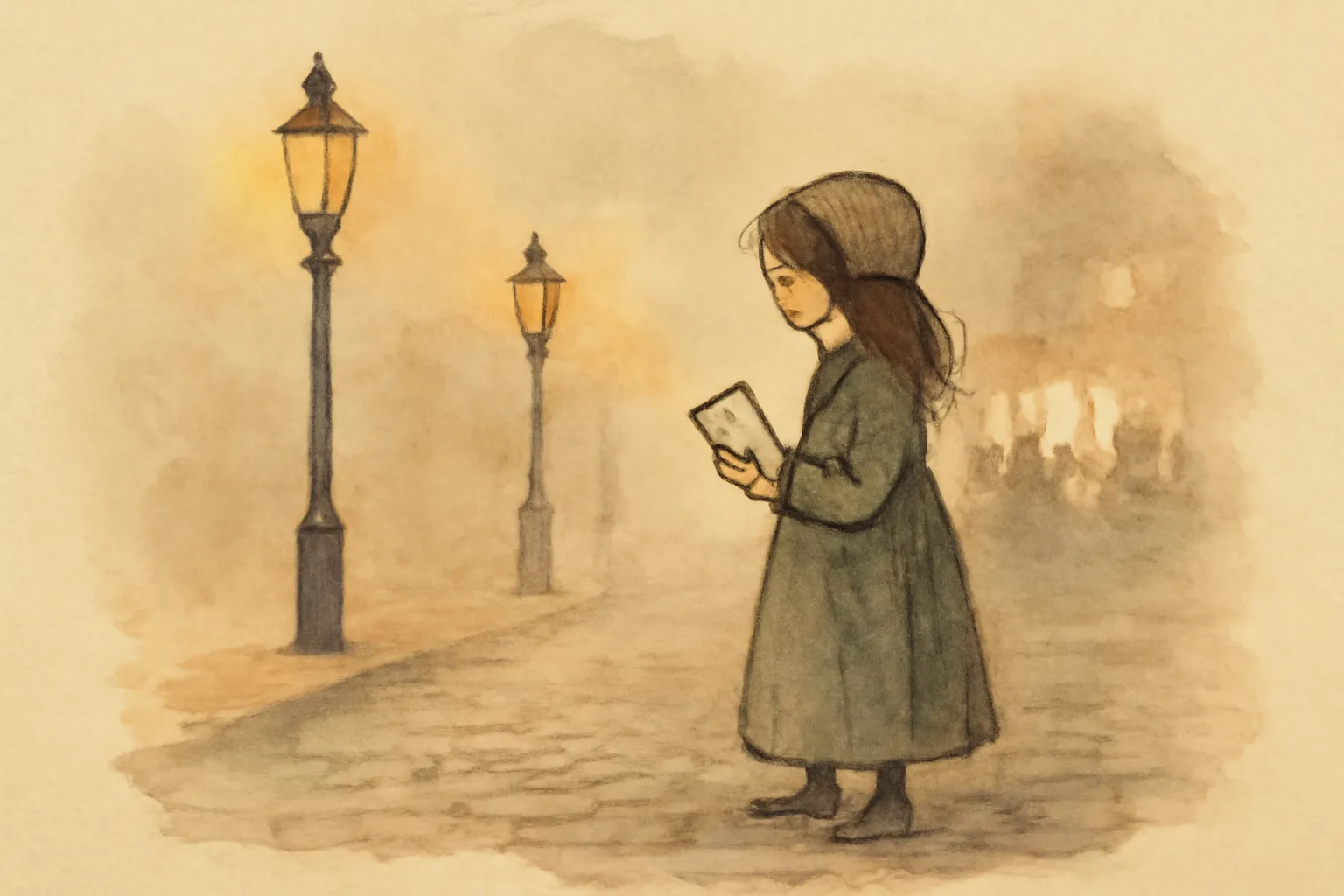 Ilustración de Una niña en el viejo Boston