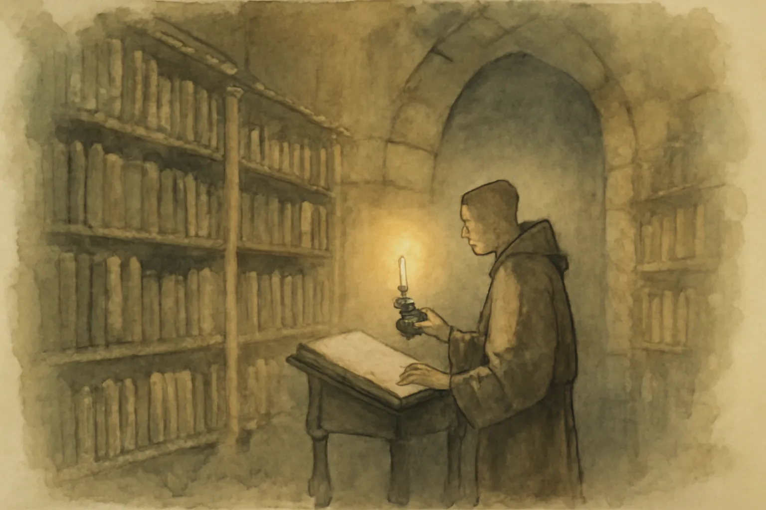 Ilustración de Bibliomanía en la Edad Media