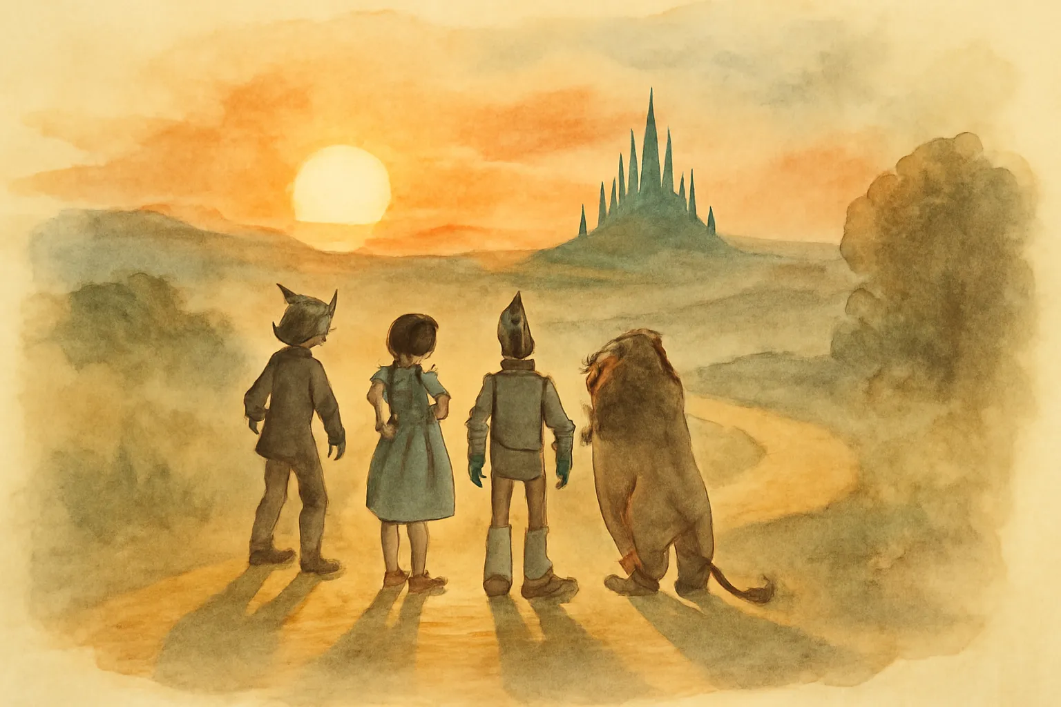 Ilustración de Dorothy y el mago en Oz