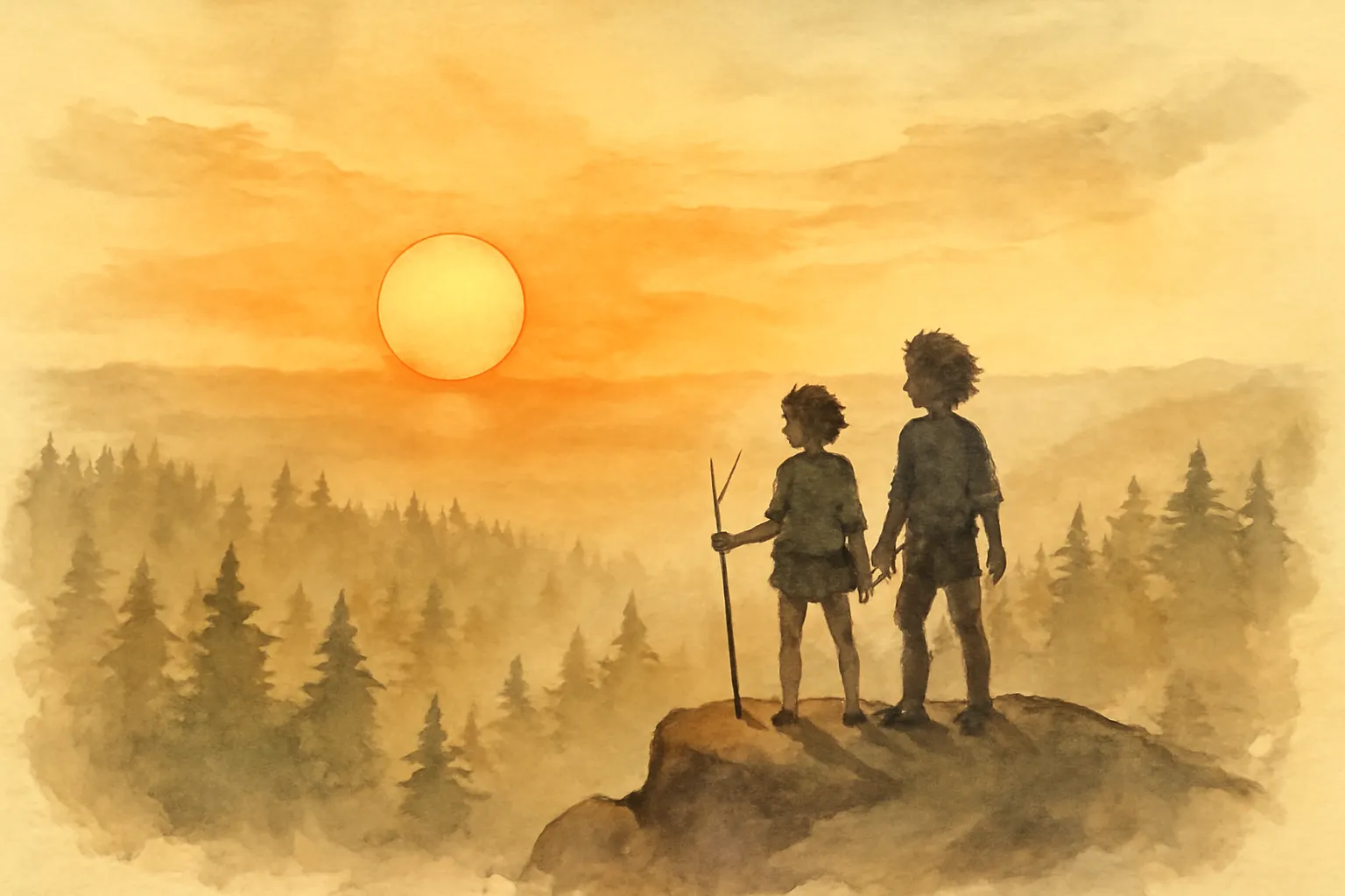 Ilustración de Huellas en el bosque