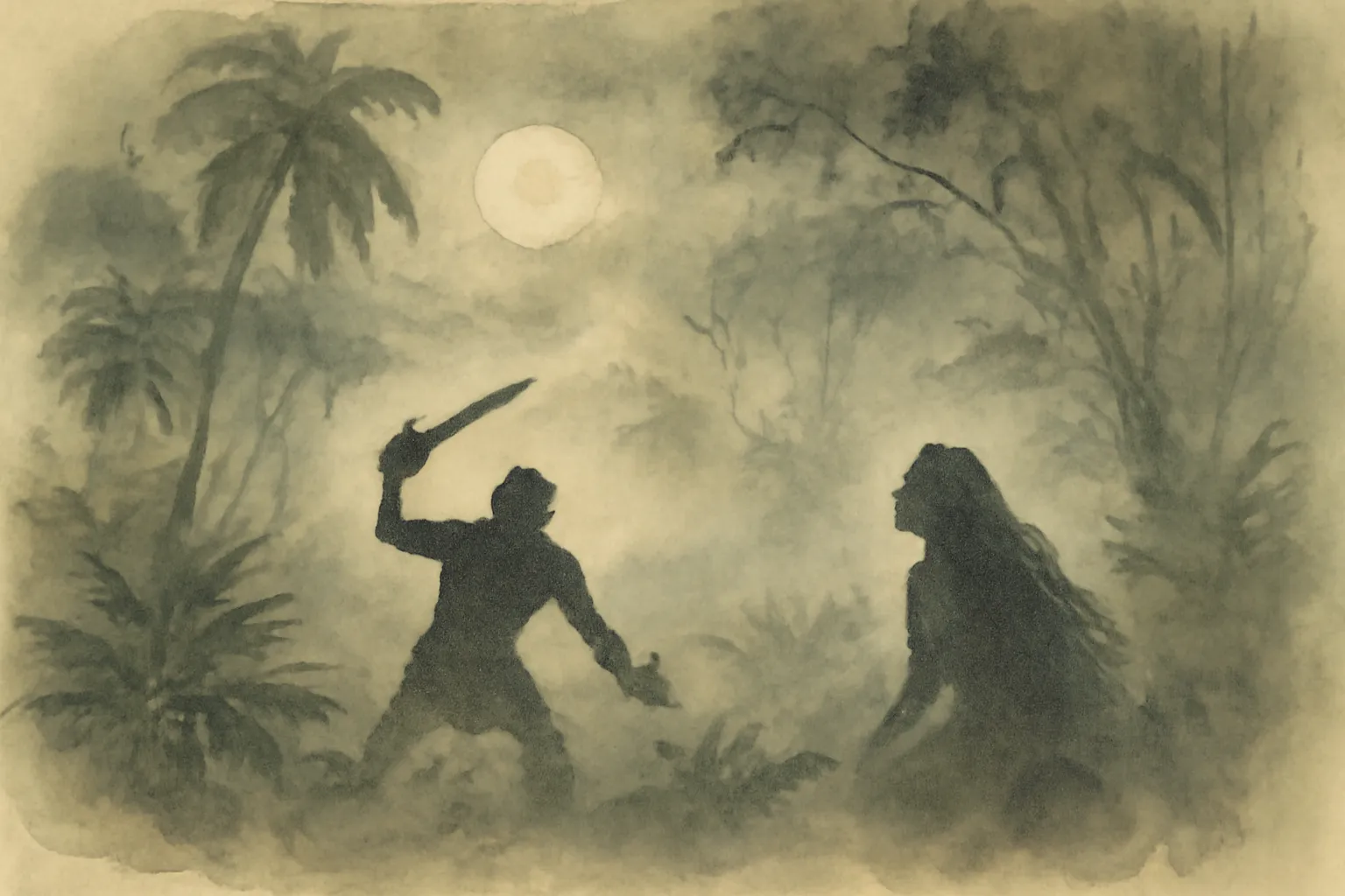 Ilustración de Sombras a la luz de la luna