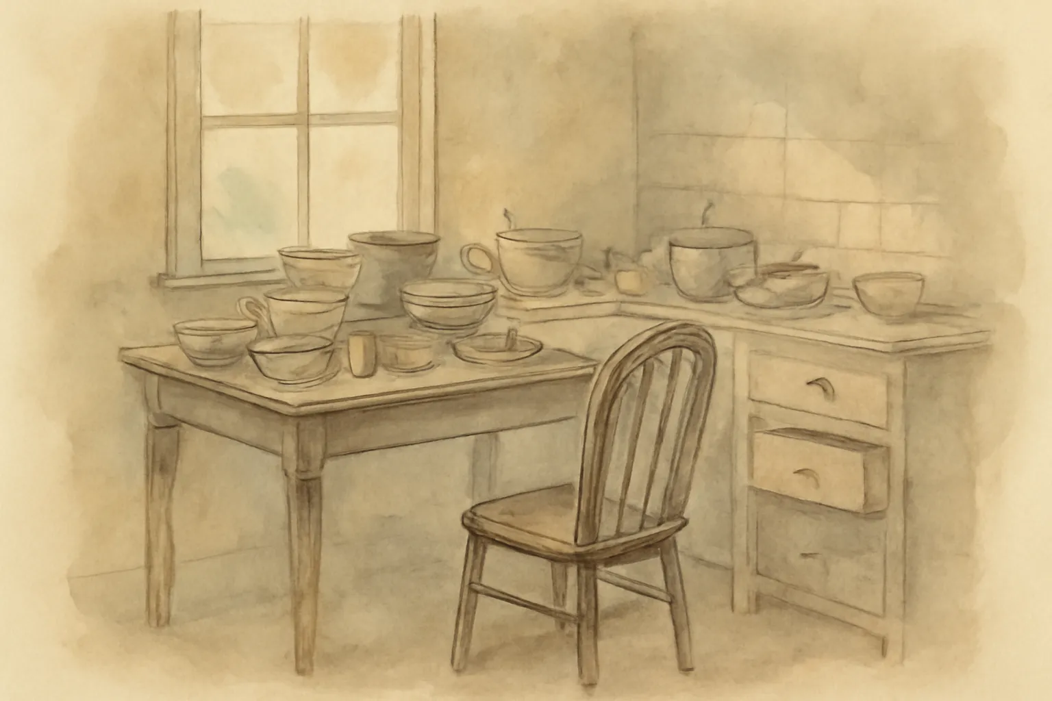 Ilustración de Susan Clegg y un hombre en la casa