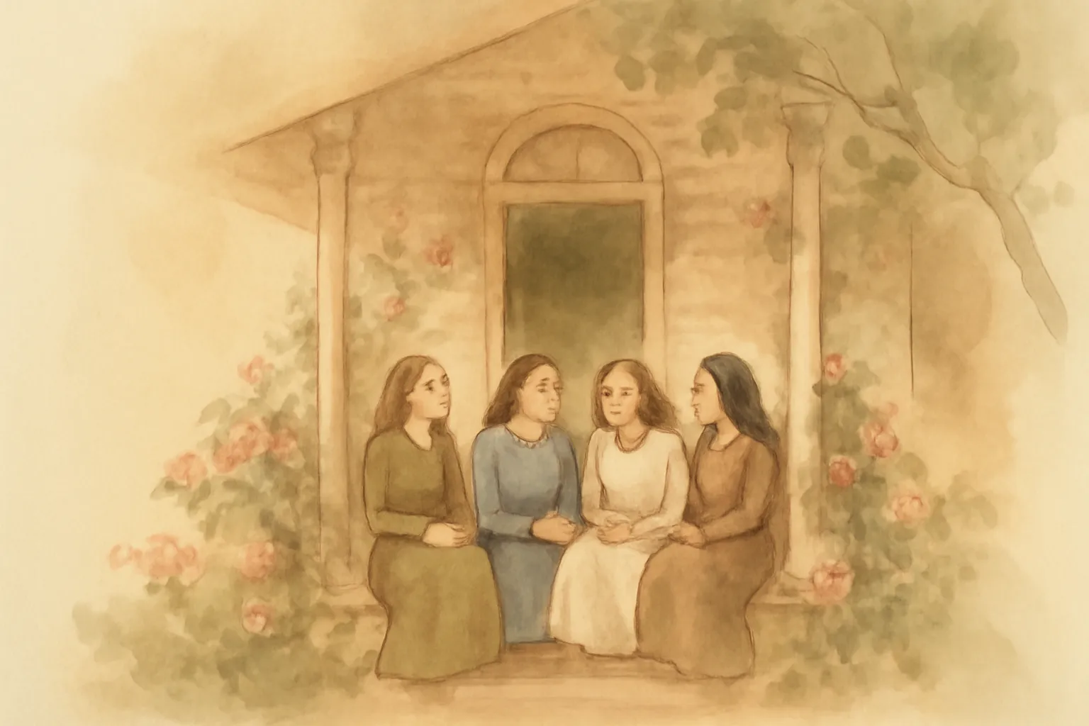 Ilustración de Las chicas de Chautauqua en casa