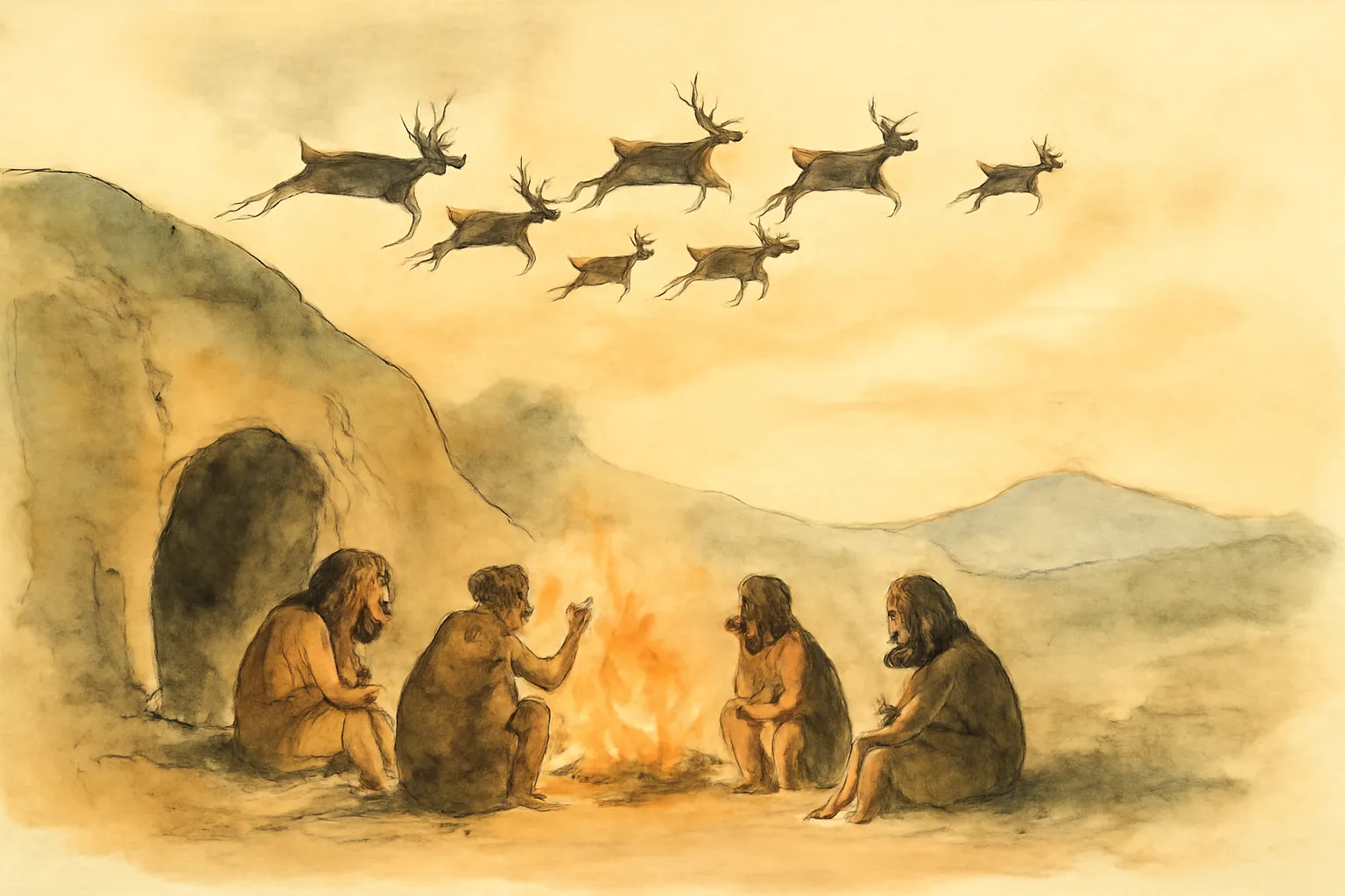 Ilustración de Los hombres de las cavernas posteriores
