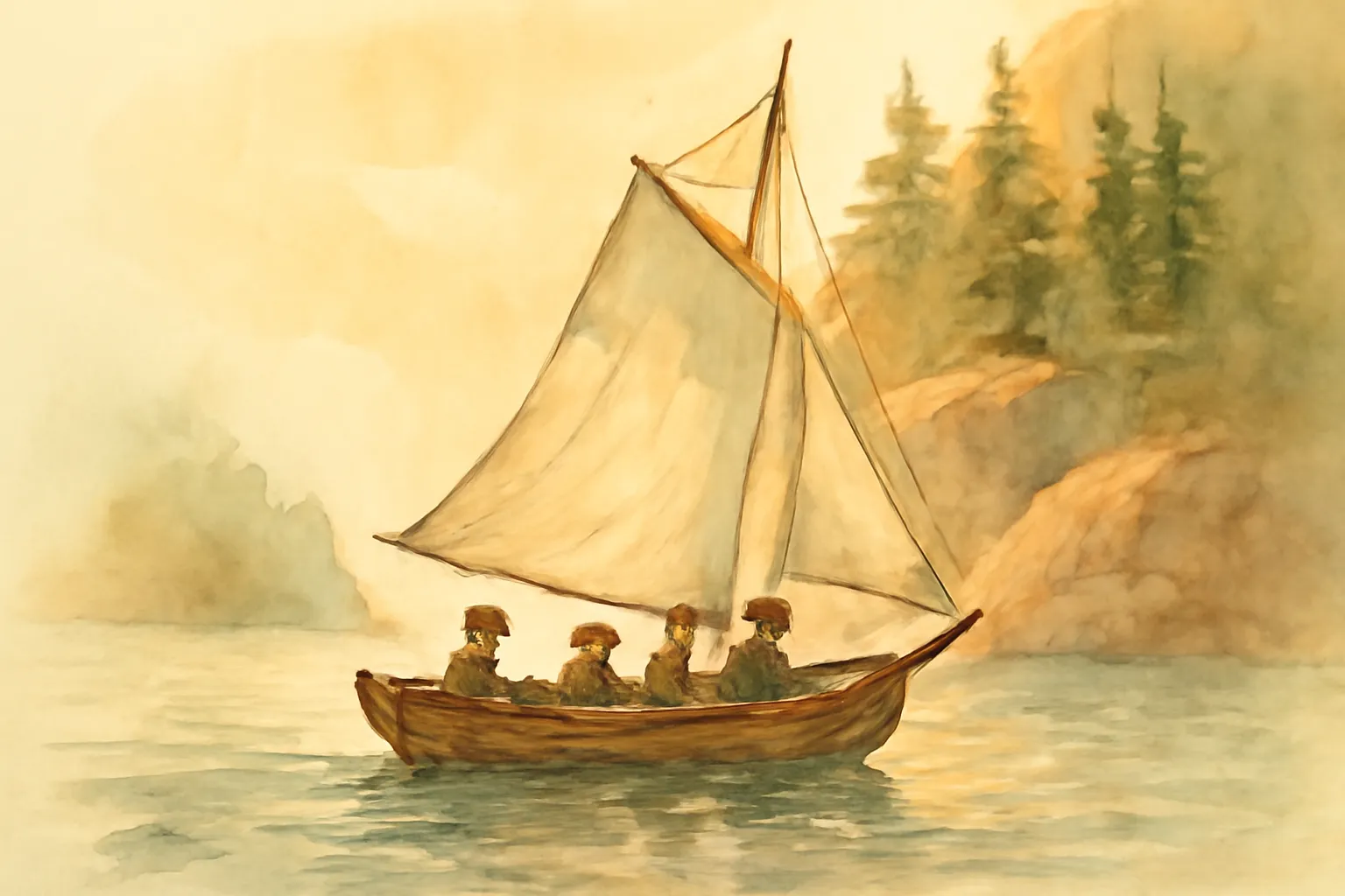 Ilustración de Las aventuras de los muchachos del bote en aguas del norte