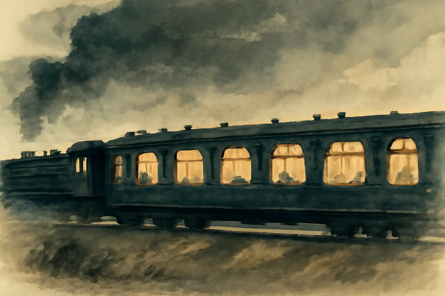 Ilustración de El misterio del tren azul