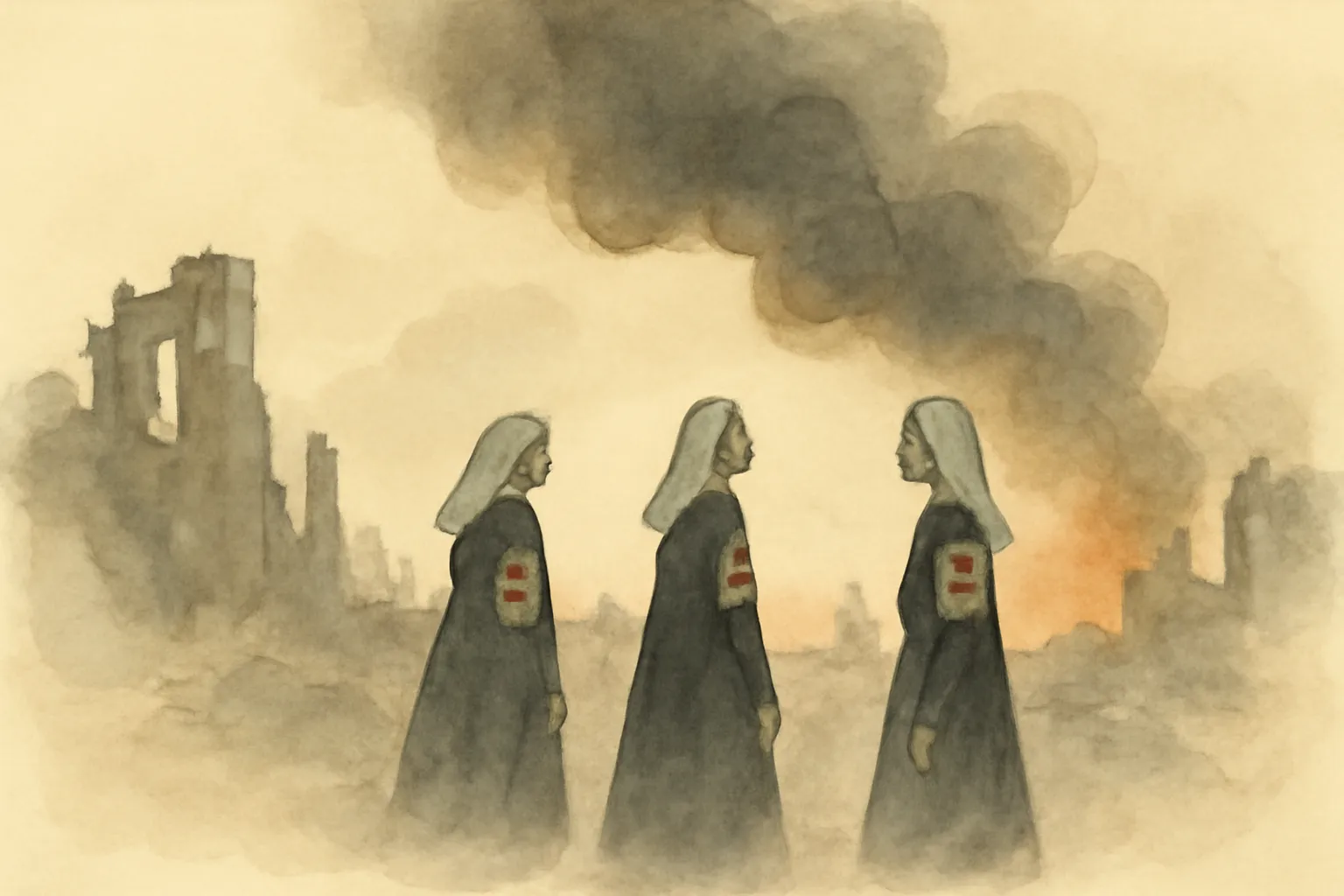 Ilustración de Las chicas de la Cruz Roja con el ejército ruso